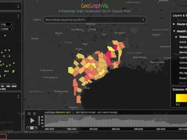 Screenshot of map-based visualization tool